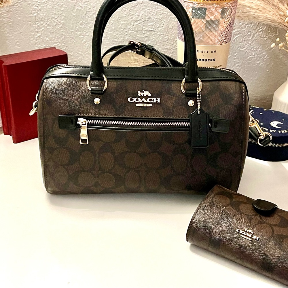 COACH Signature Rowan Satchel Crossbody and Wallet-Great Condition